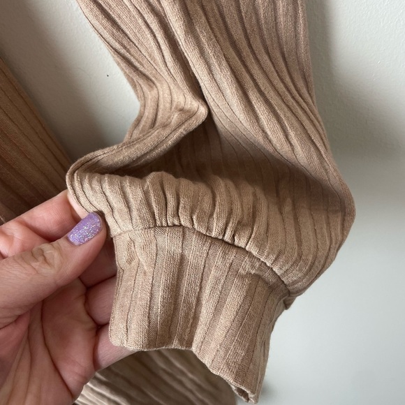 Sherryrise Women's Long Sleeve Ribbed Fit & Flare Dress Beige Size XL - Picture 6 of 9